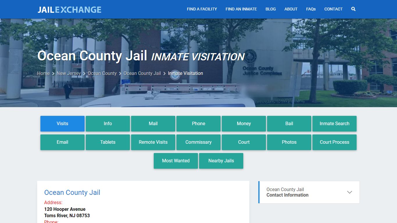Inmate Visitation - Ocean County Jail, NJ - Jail Exchange